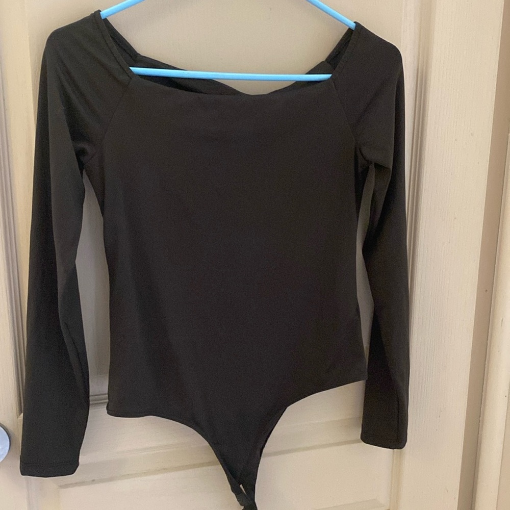 Off the shoulder black body suit